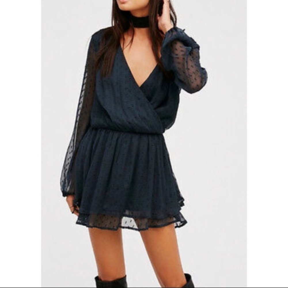 Free People Dahlia Swiss Dot Long Sleeve Dress XS